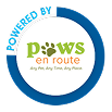 Logo of Paws En route, featuring a stylized paw print and text in a modern design.